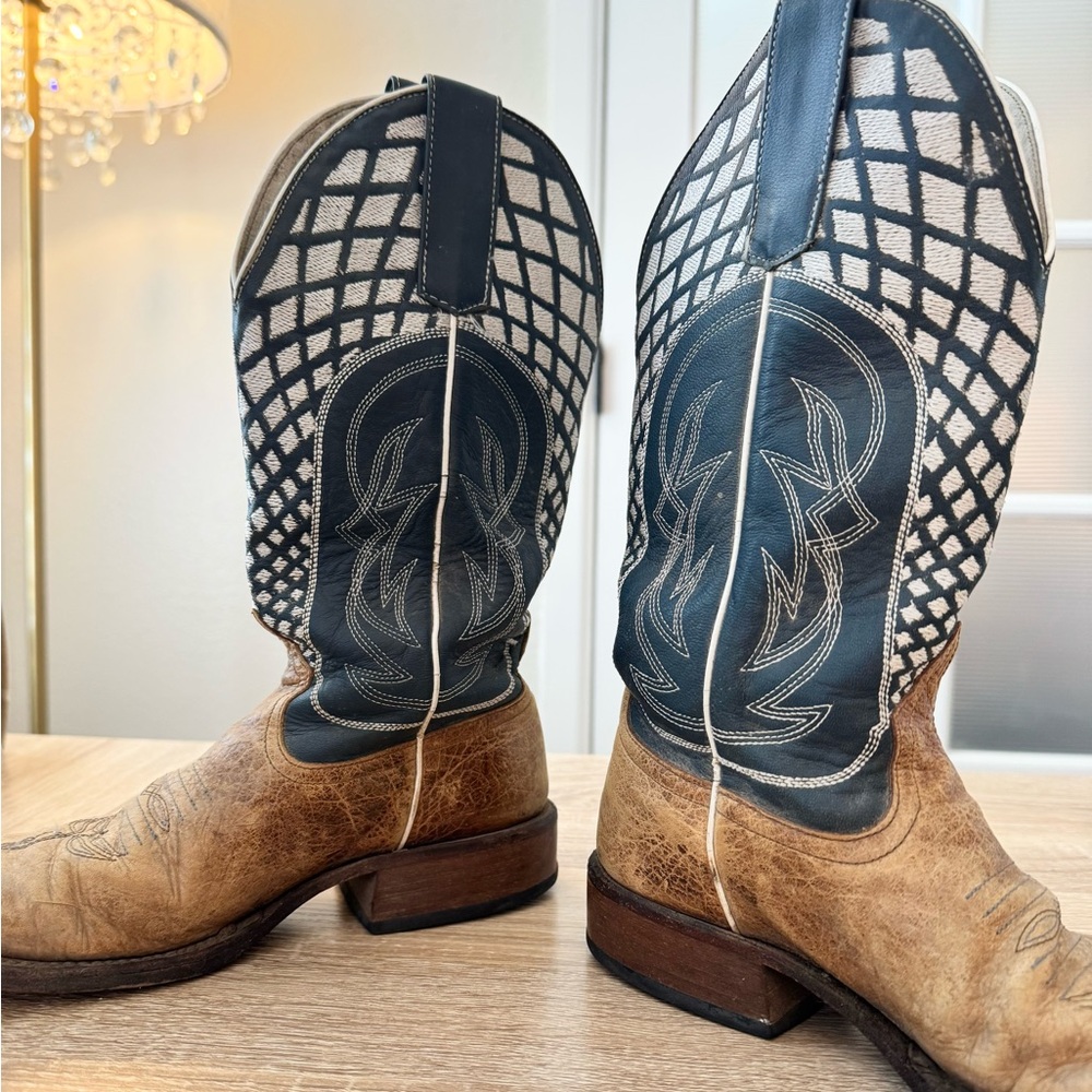 Anderson Bean Horse Power Boys Western Cowboy Blue Boots Size 4‎ - Picture 5 of 8